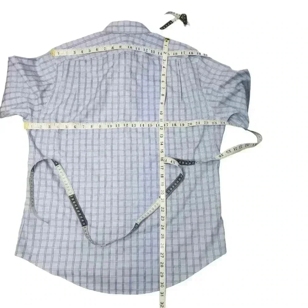 Nordstrom Smartcare Button Shirt Size 16 33 Wrinkle Free Cotton Blue White *READ - Picture 6 of 11